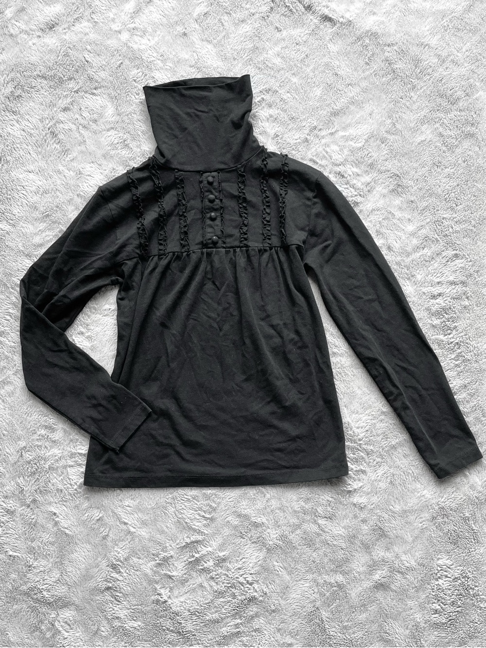 Black Gothic Turtleneck Long-Sleeve Top